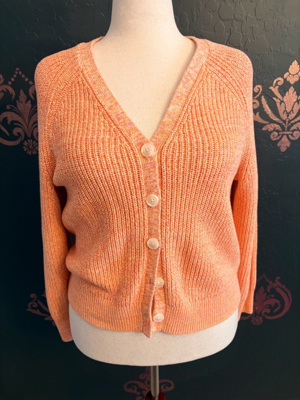 Old Navy Peach Knit V-Neck Button Cardigan